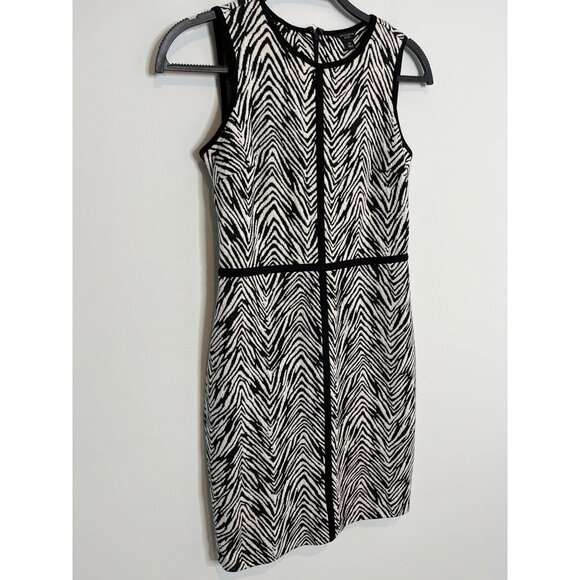 Ann Taylor Zebra Print Sheath Dress Petite 2P Black White Sleeveless Work - Picture 8 of 12